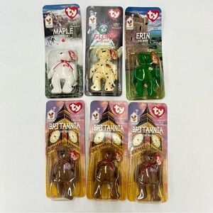 1999 McDonald’s Teenie Beanie International Bear Set of 4 +2 Extras